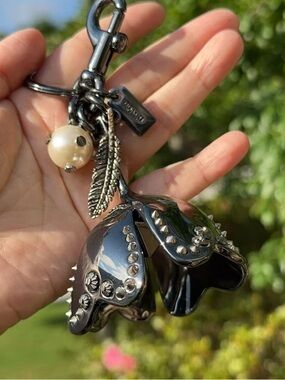 COACH Studded Large Tea Rose Bag Charm 59733